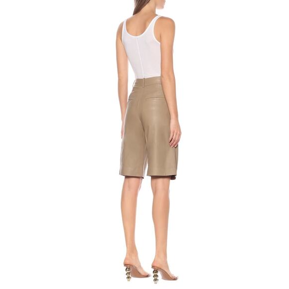 VINCE -NWT- $895 High-rise Leather Bermuda Shorts Tan Neutral | 6 - Picture 12 of 12